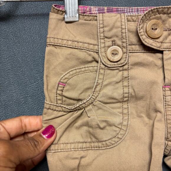 Vintage OP Adjustable Khaki Shorts Sz 5 Pink Stitching Plaid Waist Skater Cali - Picture 2 of 10